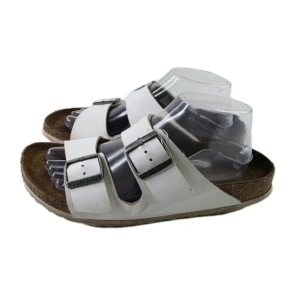 Birkenstock Sandals Arizona White Slip On Comfort Slide Size 41 L10 M8 - Picture 3 of 7